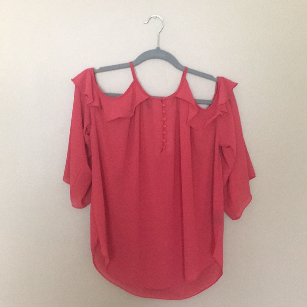 Coral off the shoulder blouse
